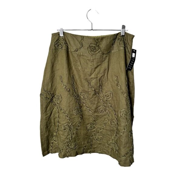 NWT Carole Little olive army green linen blend vintage skirt size 8 - Picture 6 of 6